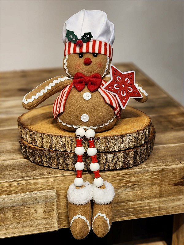 BONECO GINGERBREAD SENTADO 45CM