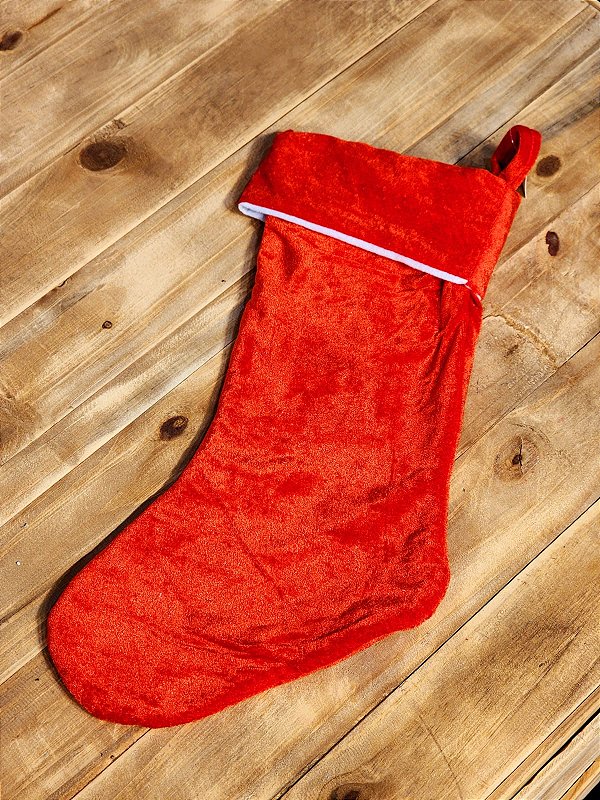 BOTA NATALINA VERMELHO VELUDO 50CM