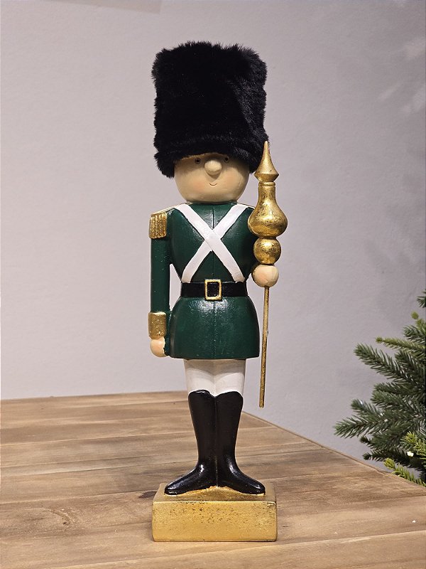 SOLDADO QUEBRA NOZES VERDE E BRANCO 33,5CM