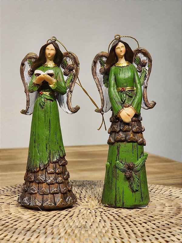PENDENTE DECORATIVO ANJAS EM RESINA VERDE C/ 2 UNIDS