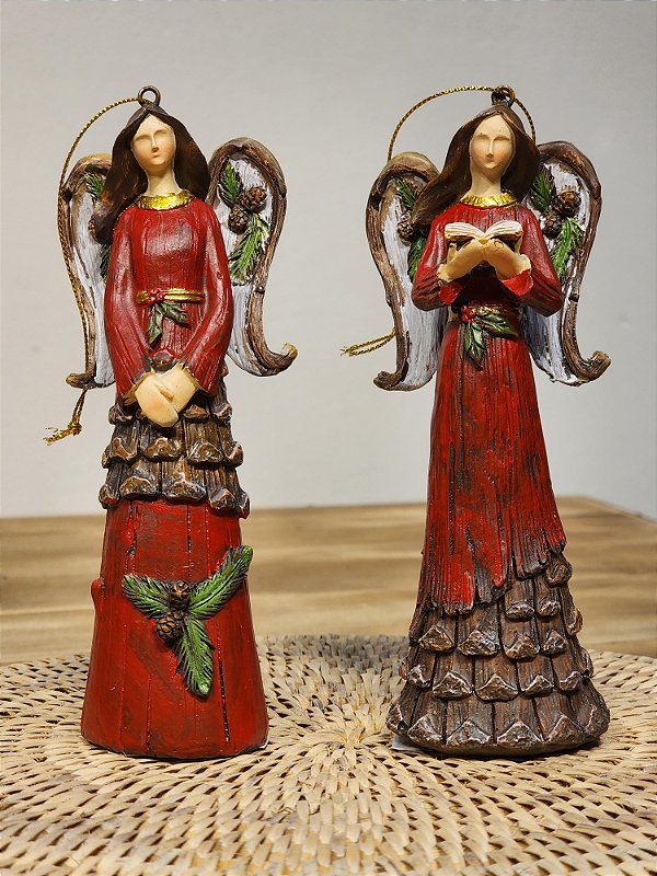PENDENTE DECORATIVO ANJAS EM RESINA VERMELHO C/ 2 UNIDS