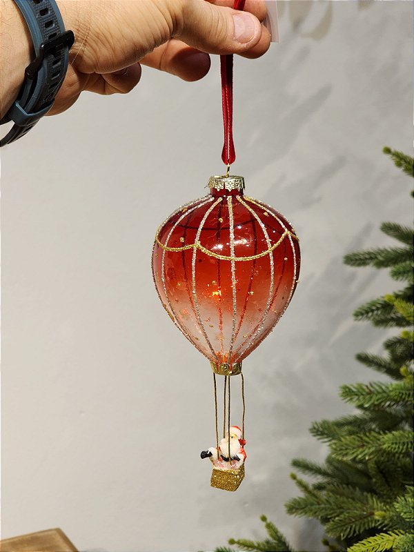 PENDENTE ORNAMENTO DECORATIVO BALÃO EM VIDRO SOPRADO 14CM