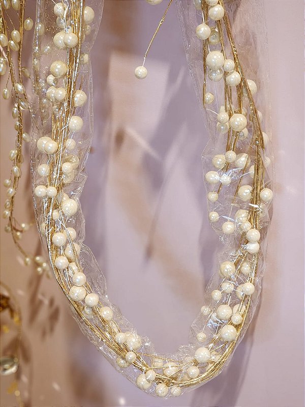 FESTÃO ARAMADO DECORATIVO COM PEROLAS 1,50CM