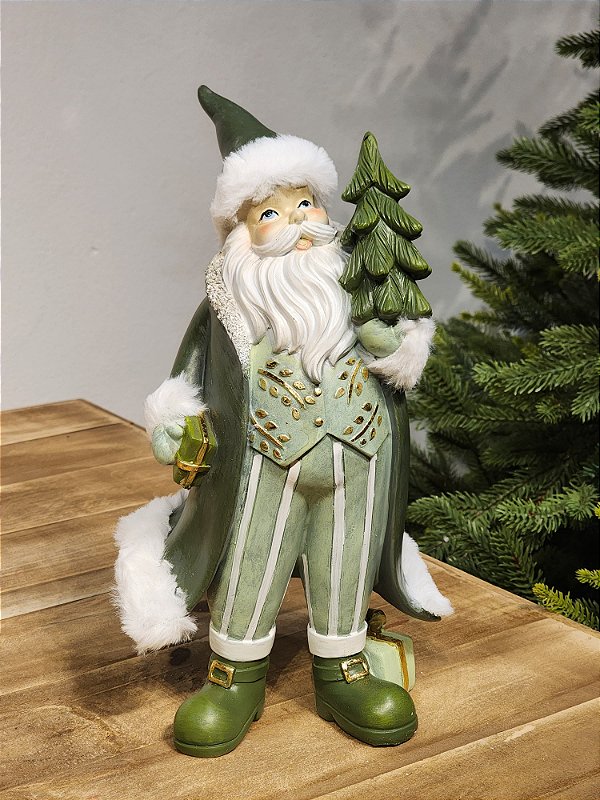 PAPAI NOEL SANTA MINT COM PINHEIRO VERDE 32CM