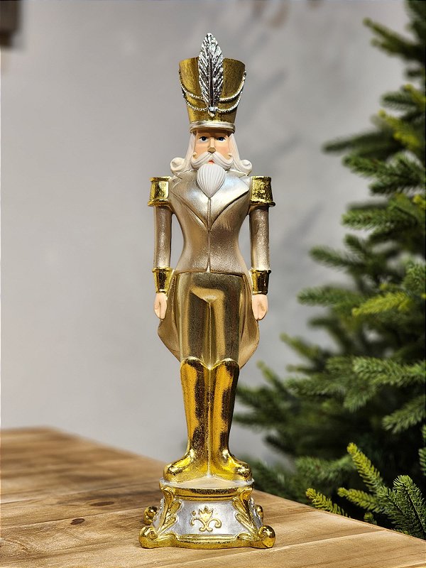SOLDADO QUEBRA NOZES PEROLIZADO OURO 42CM