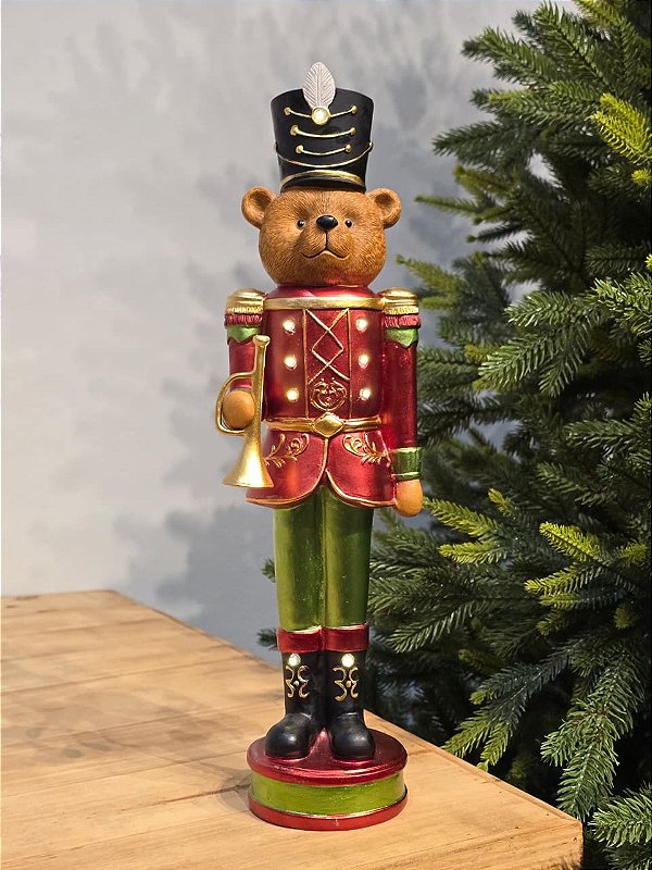 SOLDADO URSO QUEBRA NOZES COM LED 39CM