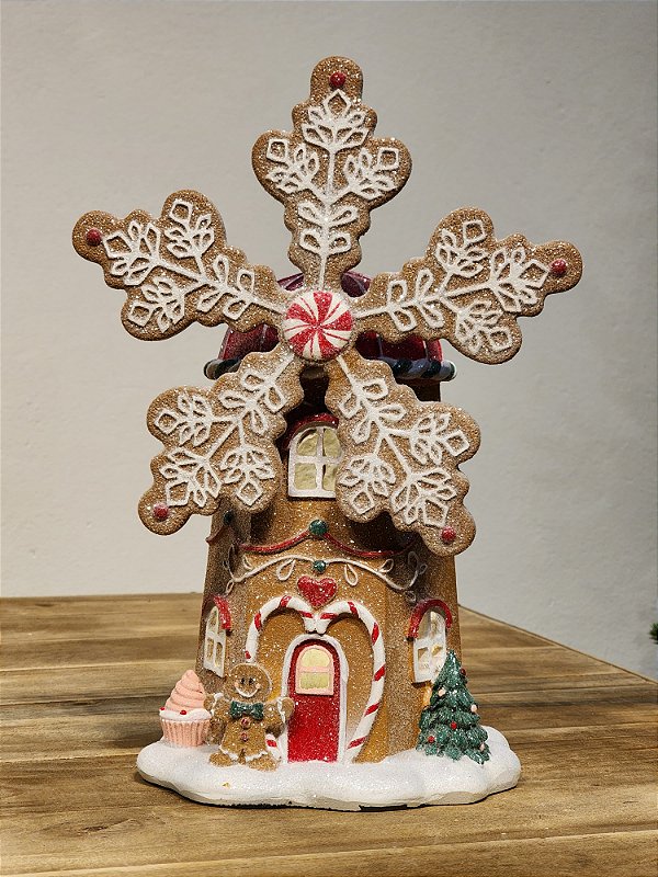 MOINHO GINGERBREAD EM RESINA 30CM