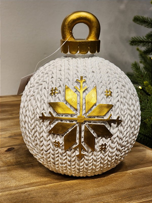BOLA FLOCO BRANCO EM RESINA 22,8CM