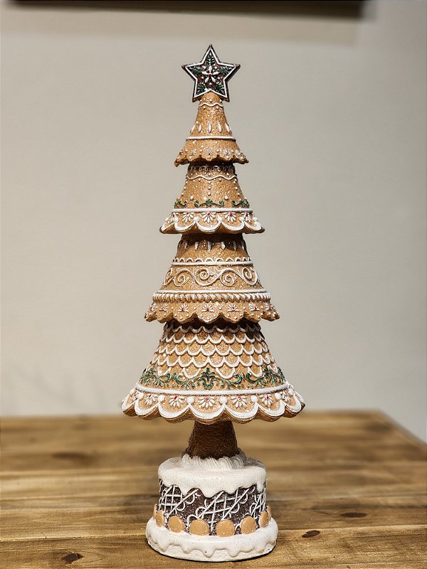 ÁRVORE GINGERBREAD DECORATIVA EM RESINA 32,5CM