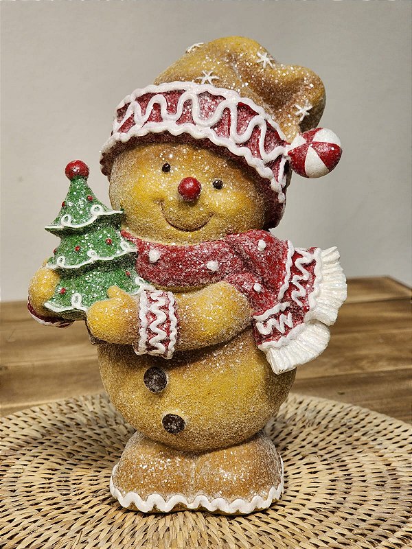 BONECO GINGERBREAD EM RESINA 20,4CM