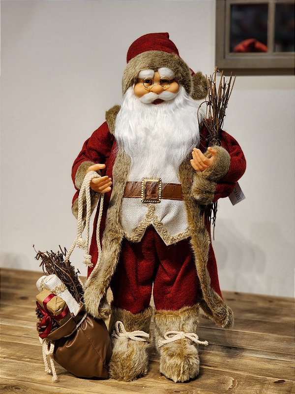 PAPAI NOEL EM PÉ VERMELHO E BRANCO 60CM