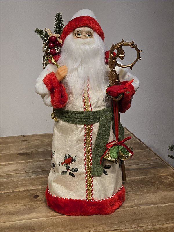 PAPAI NOEL CARDEAL EM PÉ VERMELHO E VERDE 45CM