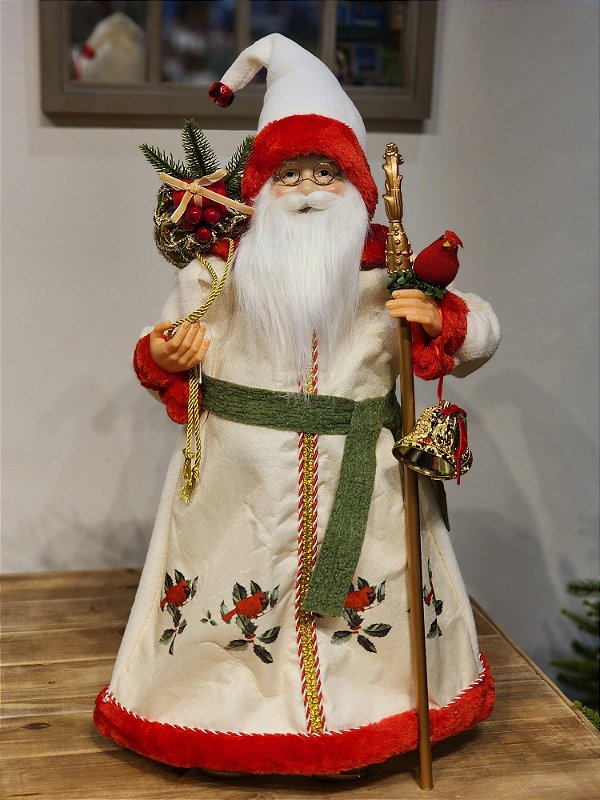 PAPAI NOEL CARDEAL EM PÉ VERMELHO E VERDE 60CM
