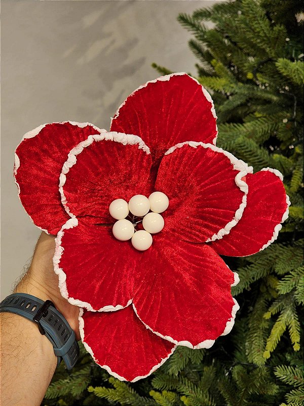 FLOR BICO DE PAPAGAIO AVELUDADO VERMELHO 27CM