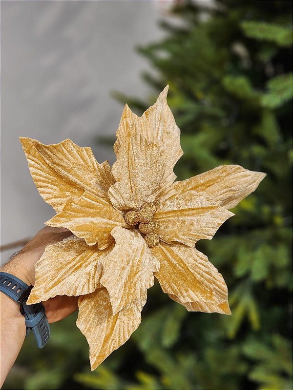 FLOR BICO DE PAPAGAIO AVELUDADO CHAMPANHE 25CM
