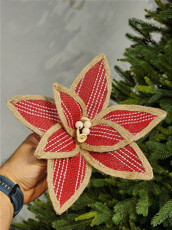 FLOR BICO DE PAPAGAIO VERMELHO E BEGE 26CM
