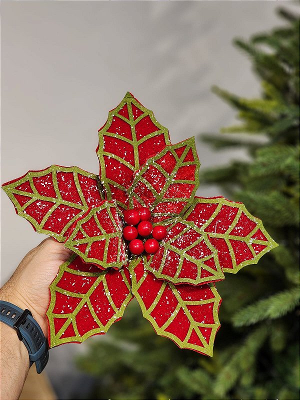 FLOR BICO DE PAPAGAIO VERMELHO E VERDE 27CM