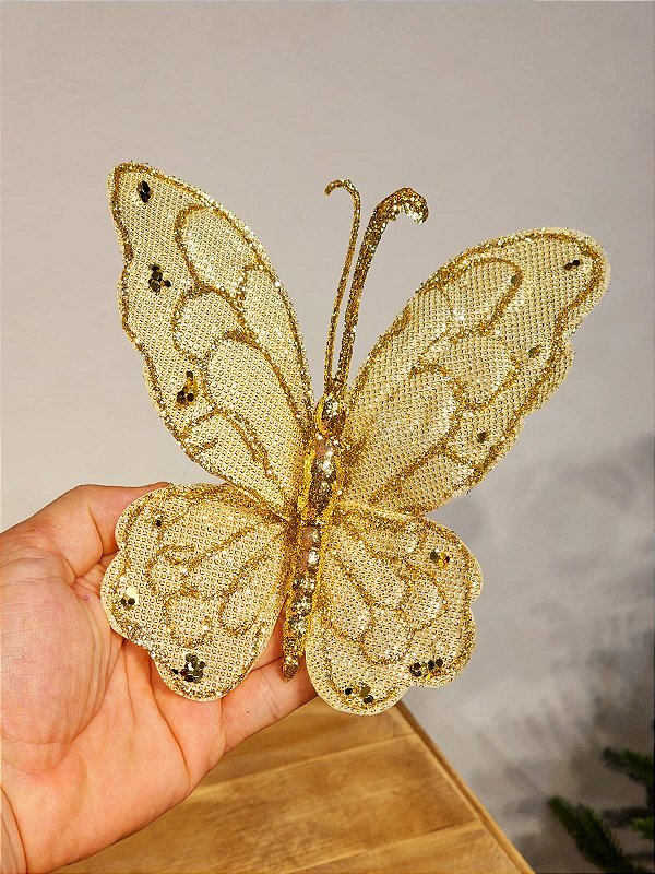 BORBOLETA DOURADA 19CM