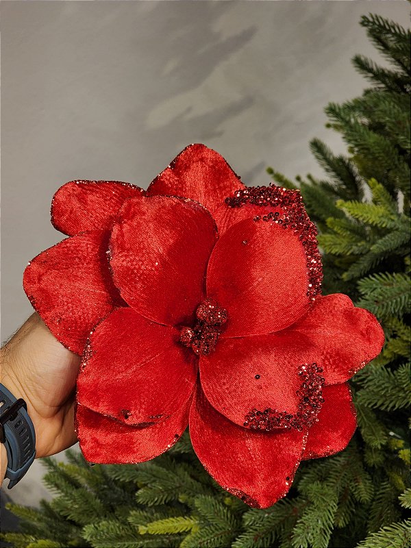 FLOR BICO DE PAPAGAIO AVELUDADO VERMELHO 35CM