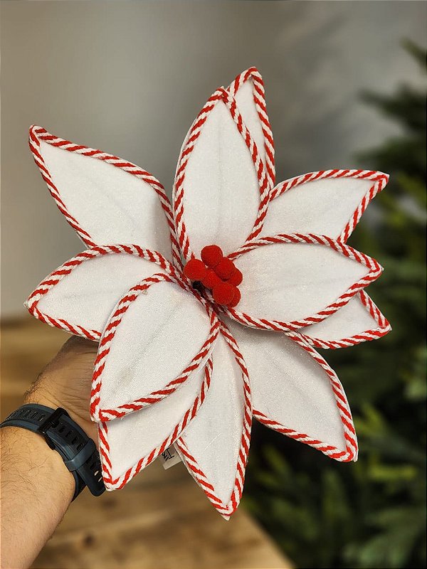 FLOR BICO DE PAPAGAIO BRANCO E VERMELHO 30CM