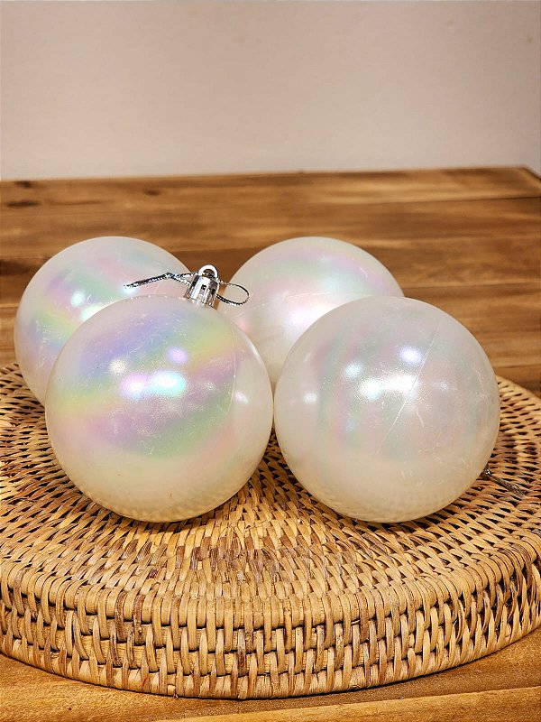 BOLA DECORADA PEROLA 8CM C/4 UNIDS