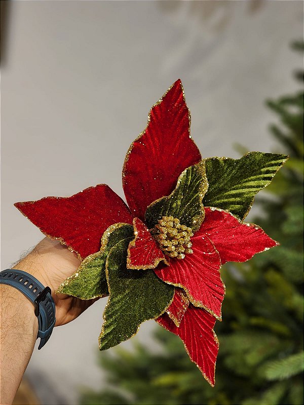 FLOR BICO DE PAPAGAIO VERMELHO E VERDE 30CM