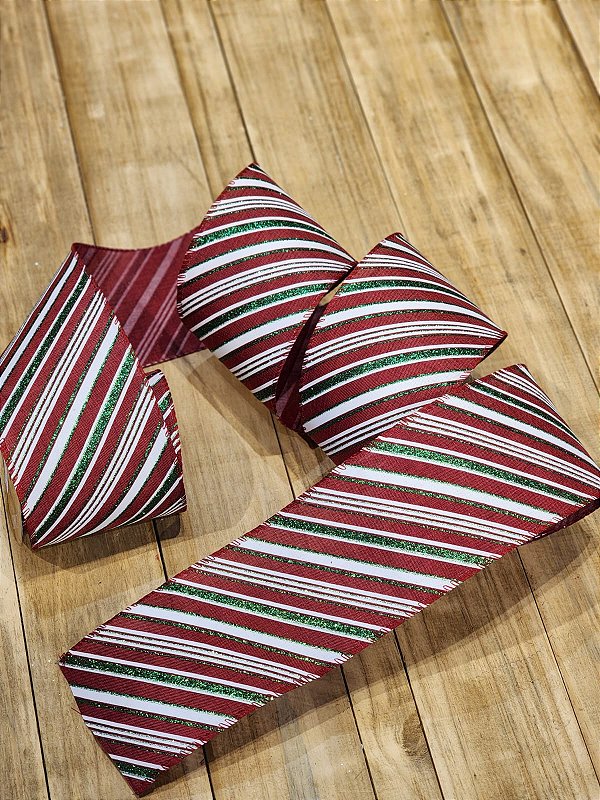 FITA ARAMADA LINHO C/ COSTURA BRANCO, VERMELHO E VERDE