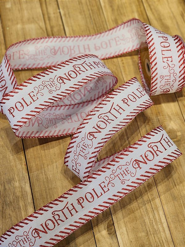 FITA ARAMADA LINHO C/ GLITTER BRANCO E VERMELHO POLO NORTE