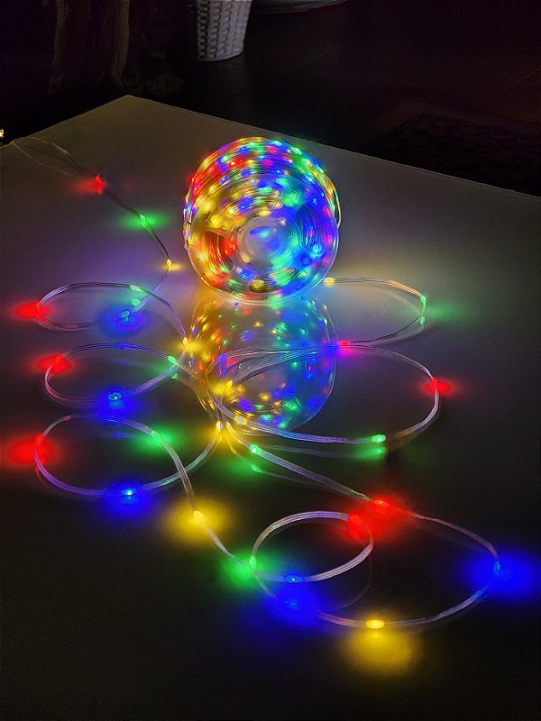 PISCA 1000 LEDS 100 METROS EMBORRACHADO FIO TRANSPARENTE COM FUNÇÕES COLORIDO BIVOLT USO EXTERNO
