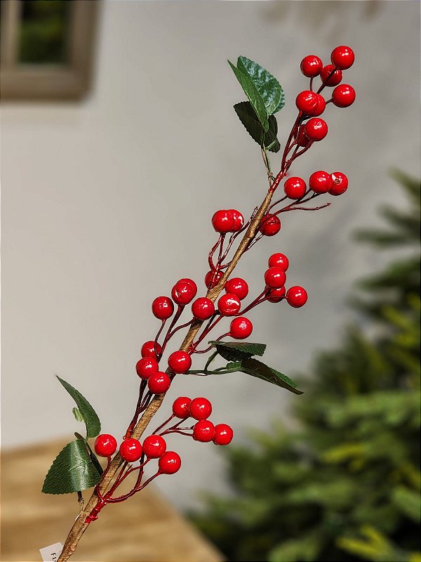 GALHO DECORATIVO BERRY VERMELHO 60CM