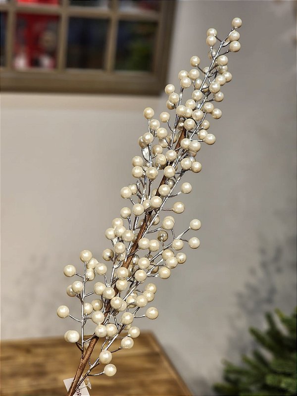 GALHO DECORATIVO BERRY PEROLA 1 METRO