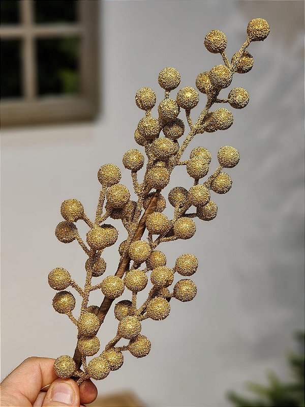 GALHO DECORATIVO BERRY DOURADO MATTE 45CM