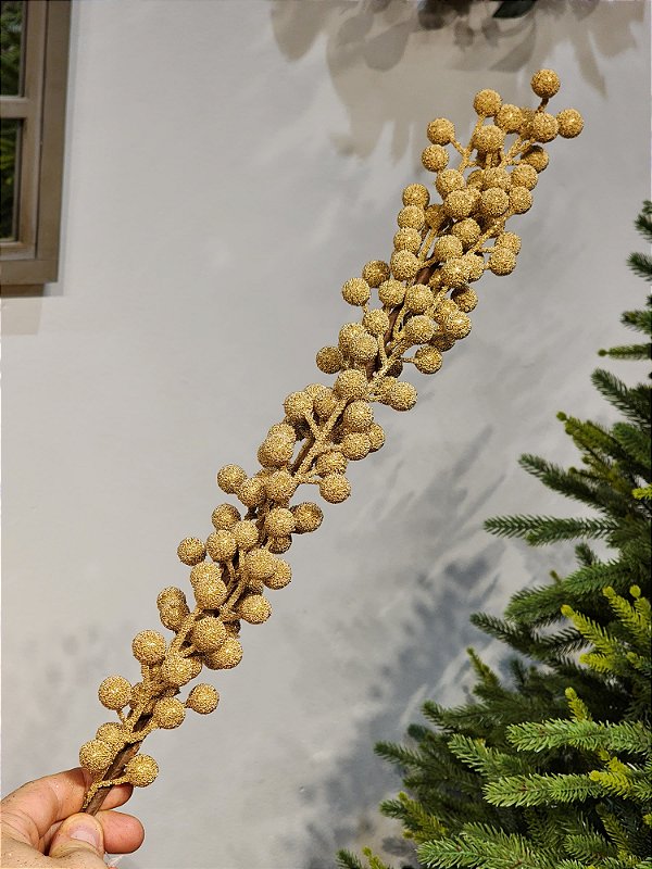 GALHO DECORATIVO BERRY DOURADO MATTE 75CM