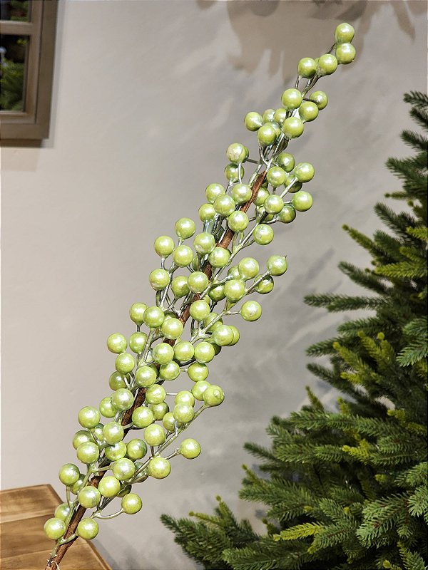 GALHO DECORATIVO PEROLADO VERDE 75CM