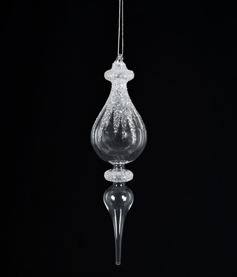 PENDENTE ORNAMENTO DE VIDRO TRANSPARENTE 26,5CM