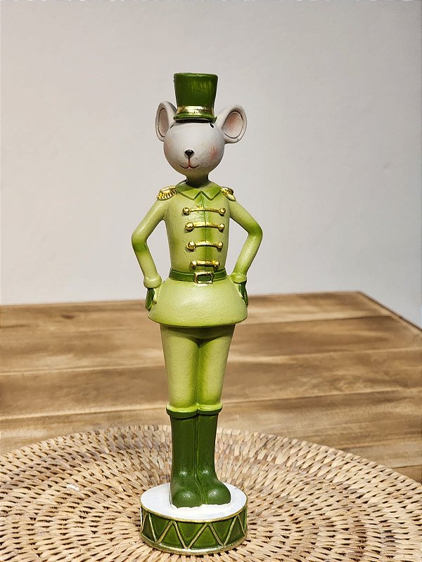 CAMUNDONGO EM PÉ EM RESINA VERDE MINT 21,5CM