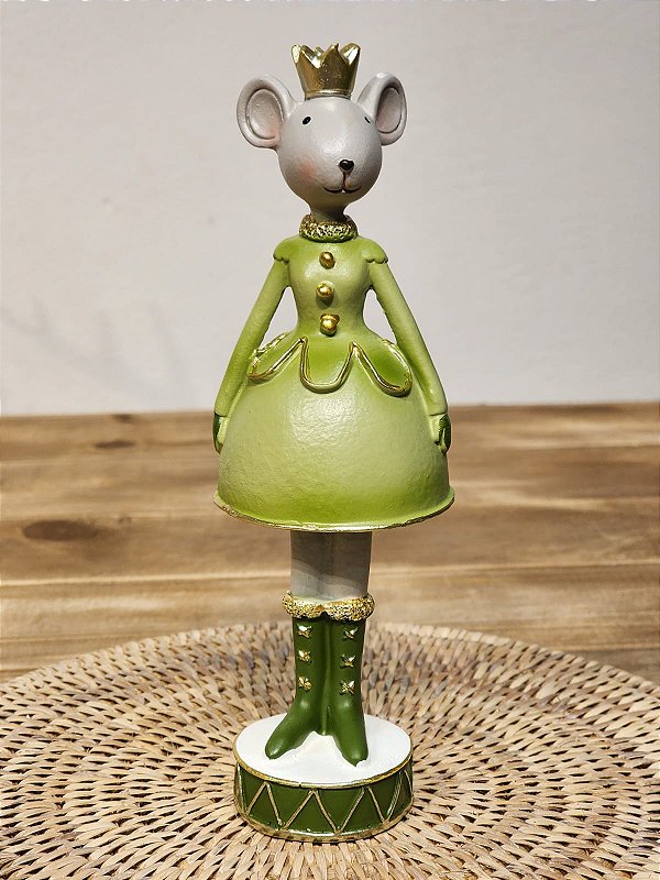 CAMUNDONGO EM PÉ EM RESINA VERDE MINT 21,5CM