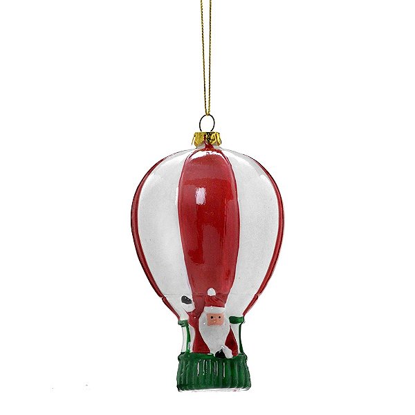 PENDENTE ORNAMENTO BALÃO VERMELHO E BRANCO 13CM