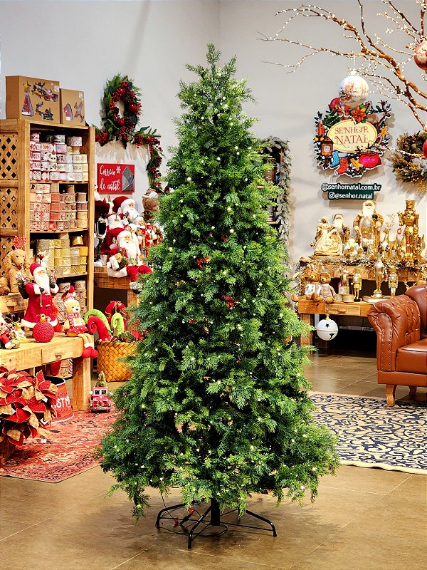 ÁRVORE PINHEIRO ESMERALDA 1012 GALHOS 450 LEDS WARM 2,10CM COM FUNÇÕES
