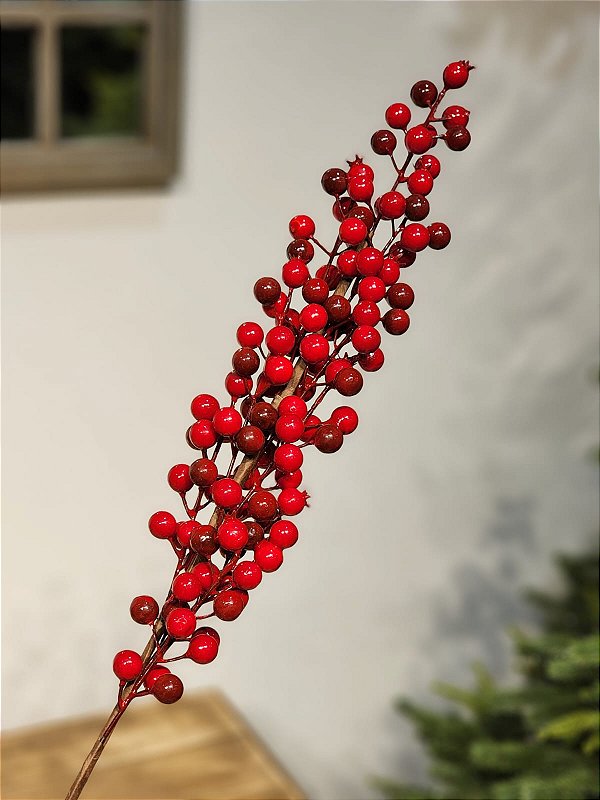 GALHO DECORATIVO BERRY VERMELHO 81CM