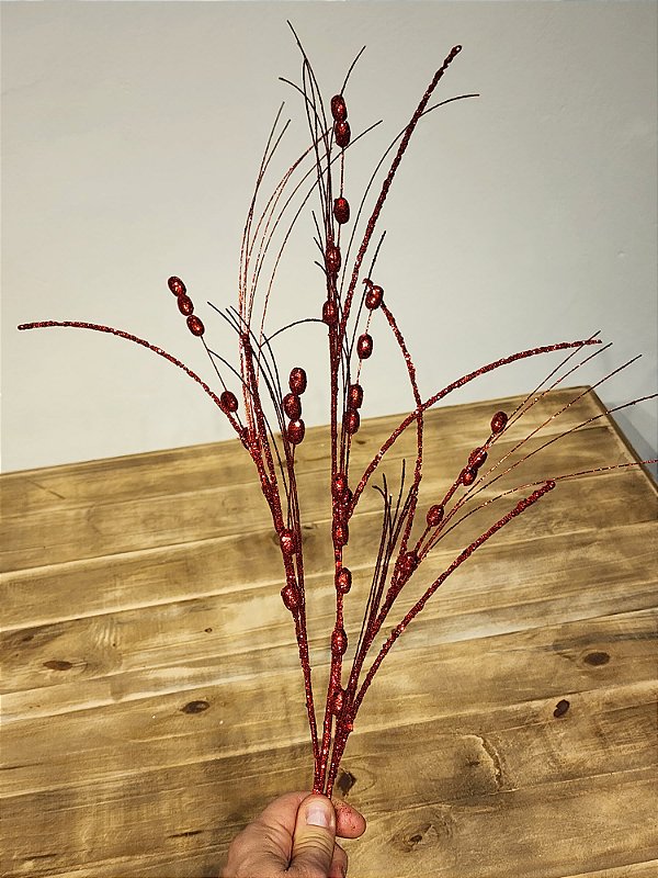 GALHO DECORATIVO VERMELHO 87CM