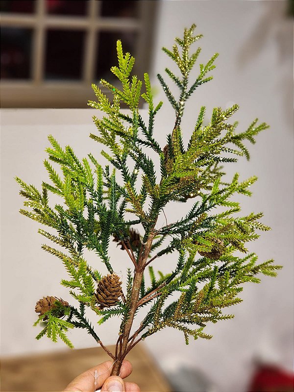 GALHO DECORATIVO PERMANENTE COM PINHA 59CM