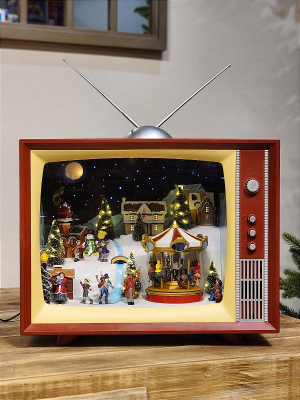 CENÁRIO NATALINO NA TELEVISÃO COM LUZ SOM E MOVIMENTOS