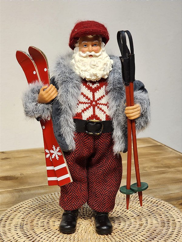 PAPAI NOEL ESQUIADOR - COLECIONÁVEL - 28CM