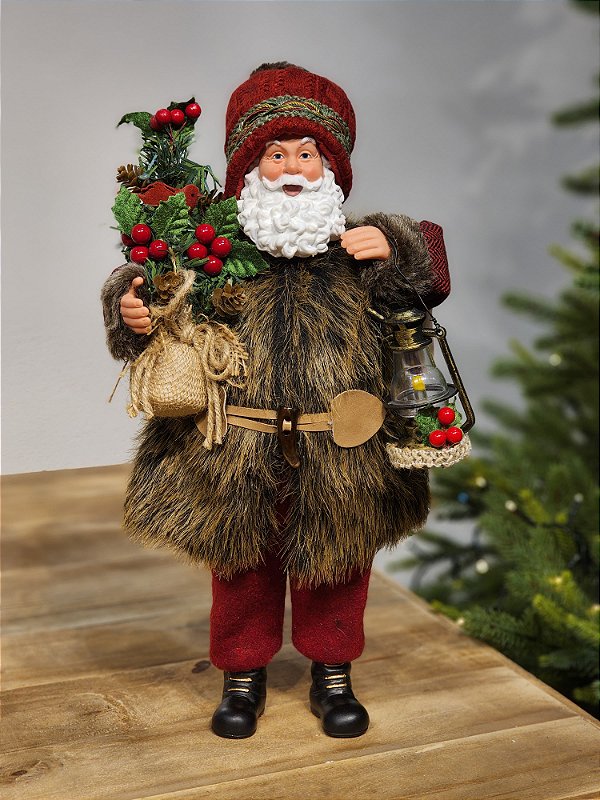 PAPAI NOEL COM CASACO DE PELE 40CM