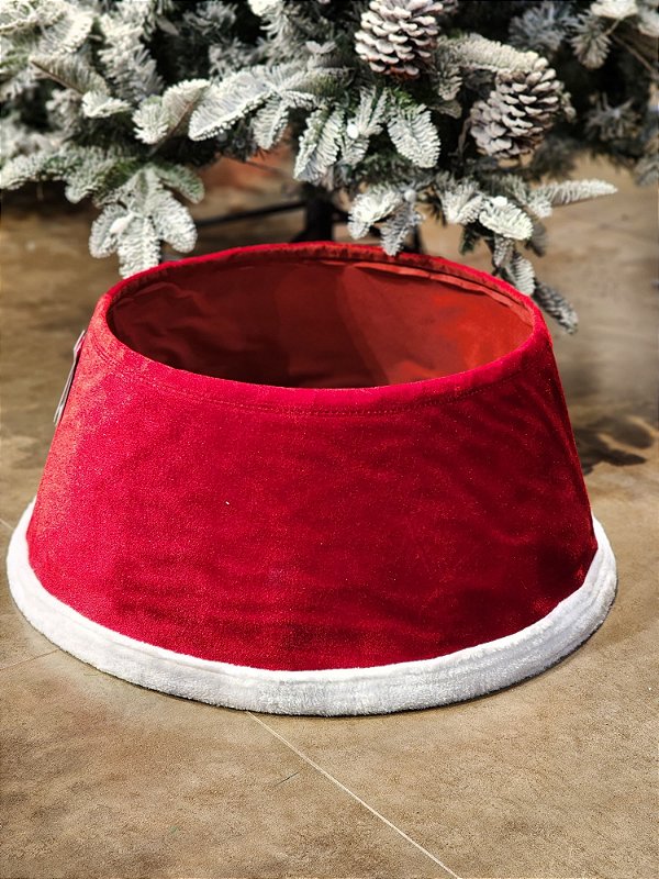 SAIA RÍGIDAPARA ÁRVORE DE NATAL VELUDO VERMELHO E BRANCO 56CM