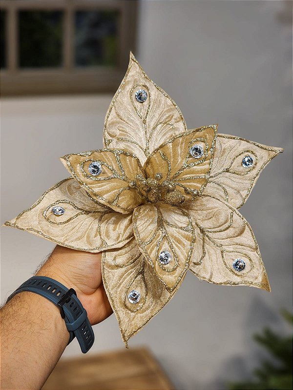 FLOR POINSÉTIA CHAMPANHE 30CM