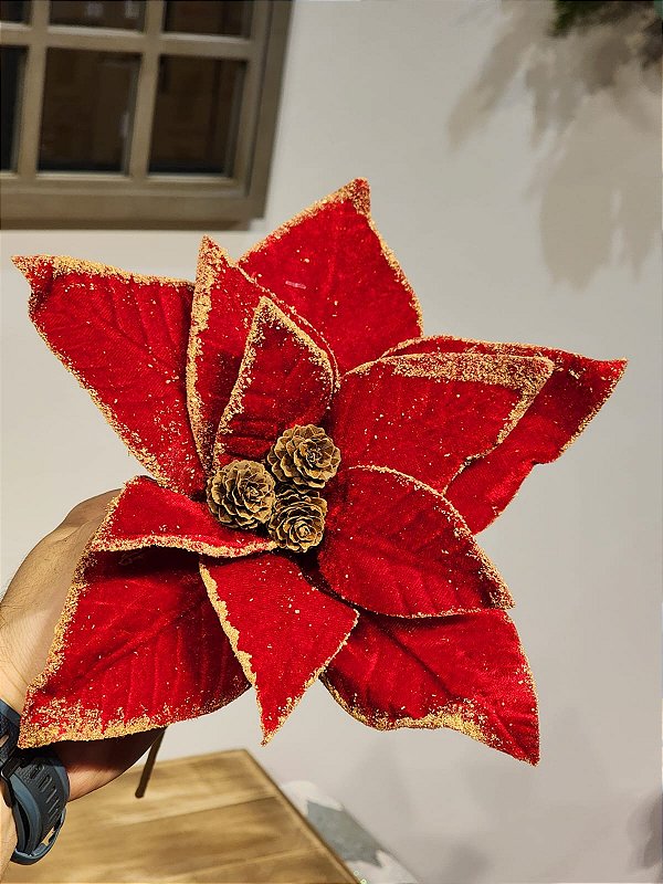 FLOR POINSÉTIA VERMELHO 50CM