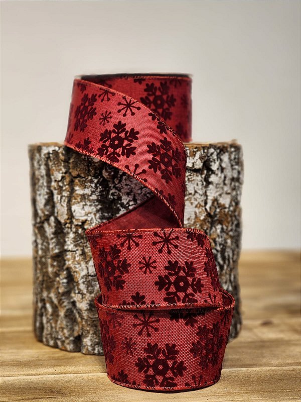 FITA ARAMADA VINHO COM FLOCOS DE NEVE BORDO