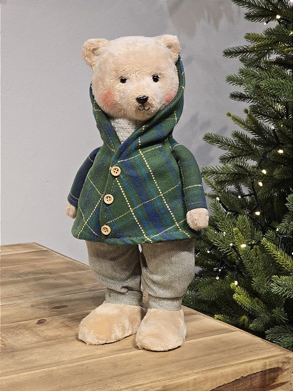 URSO COM CASACO XADREZ MINT 40CM